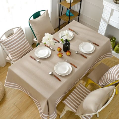 长方形台布_地中海长方形条纹台布客厅餐厅茶几家用布艺餐