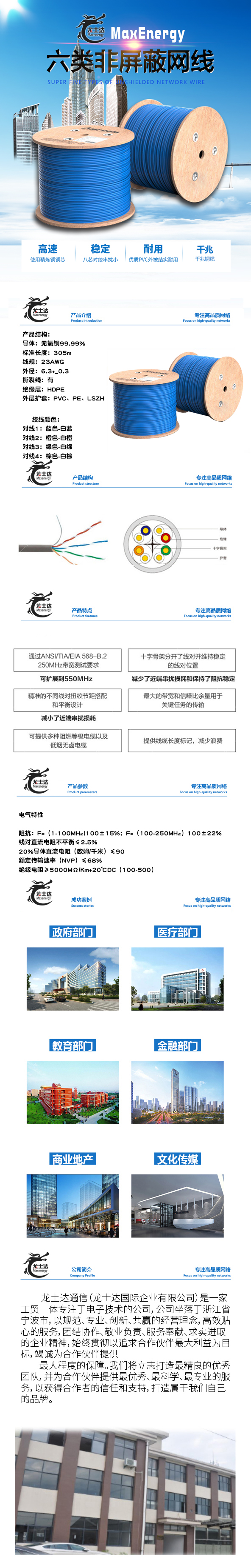 六类非屏蔽网线