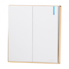 86型二开双控插座 大板金边雅白/雅