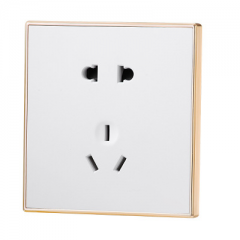 86型大间距五孔插座 大板金边雅白/