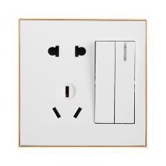 86型一开16A单控插座 大板金边雅白/