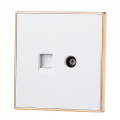 86型电脑电视面板插座 大板金边雅白