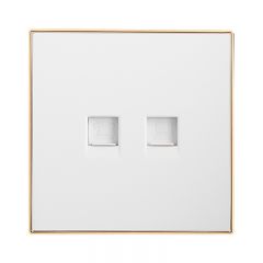 86型电话电脑面板插座 大板金边雅白