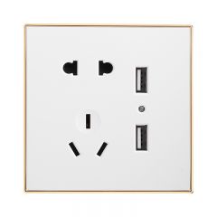 86型五孔双USB面板插座 大板金边雅