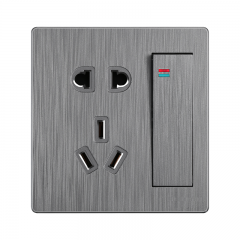 86型一开五孔单控插座家装PC阻燃料 