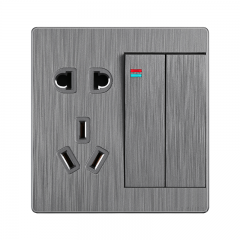 86型二开五孔单控插座家装PC阻燃料 