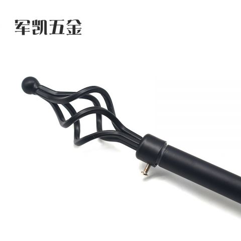 罗马杆窗帘拉杆黑色单杆现代简约顶装侧装铝合金窗帘轨道支架