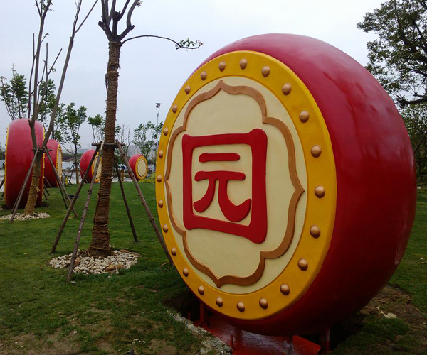 中國風(fēng)玻璃鋼標(biāo)識大鼓